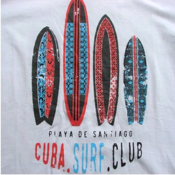 Surfboard Tee Shirt Top Beach Graphic White Cuba Surf Club NWT New With Tags XL - Picture 5 of 8